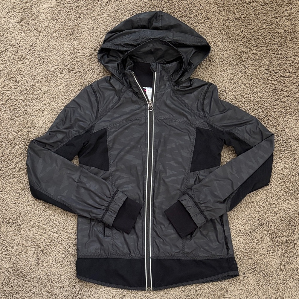 Ivivva Jacket by Lululemon Speed Ahead Jacket Black Zip Up Hooded Windbreaker